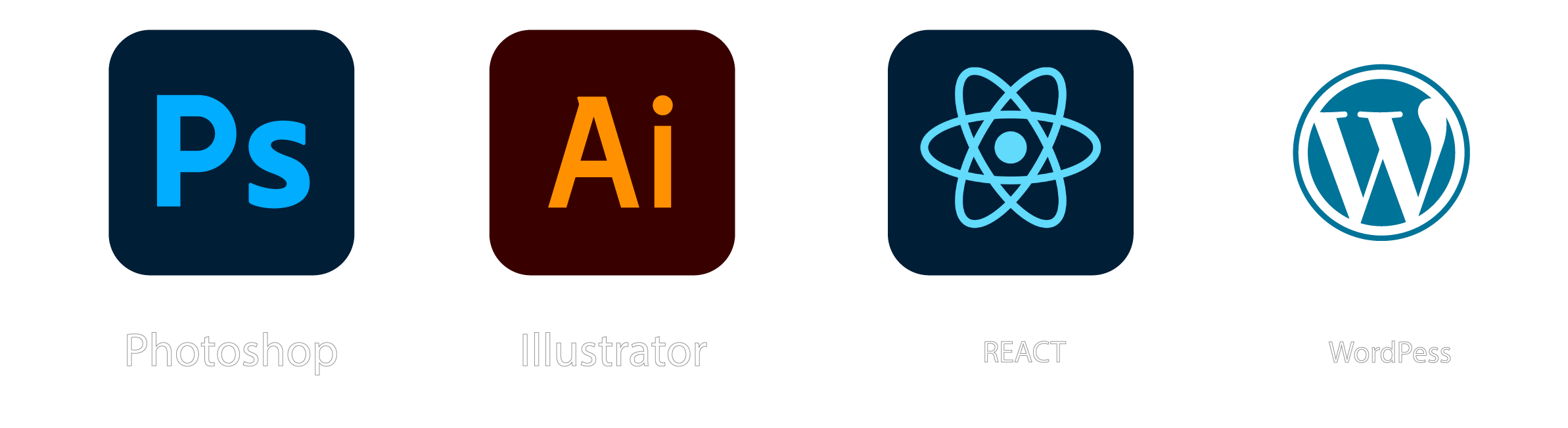 Photoshop, Illustrator, InDesign