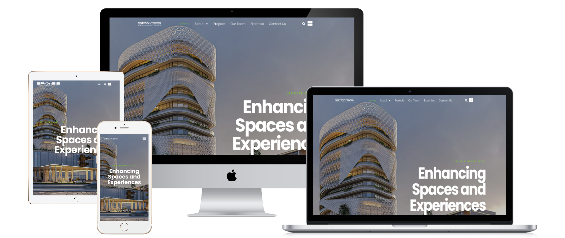 Webpage on multiple devices showing responsiveness
