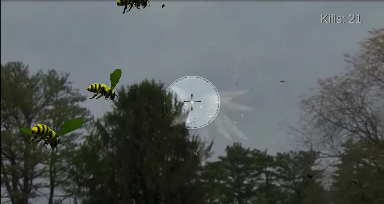First-person prototype view combining captured imagery with game objects